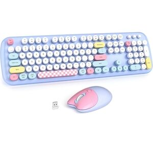 Colorful Wireless Keyboard and Mouse Set